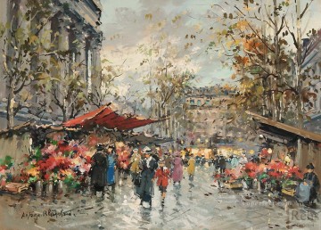 街並み Painting - ABフラワーマーケット マドレーヌ2 パリ